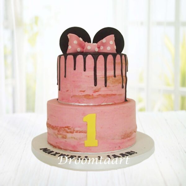 Droomtaart Minnie Mouse drip cake